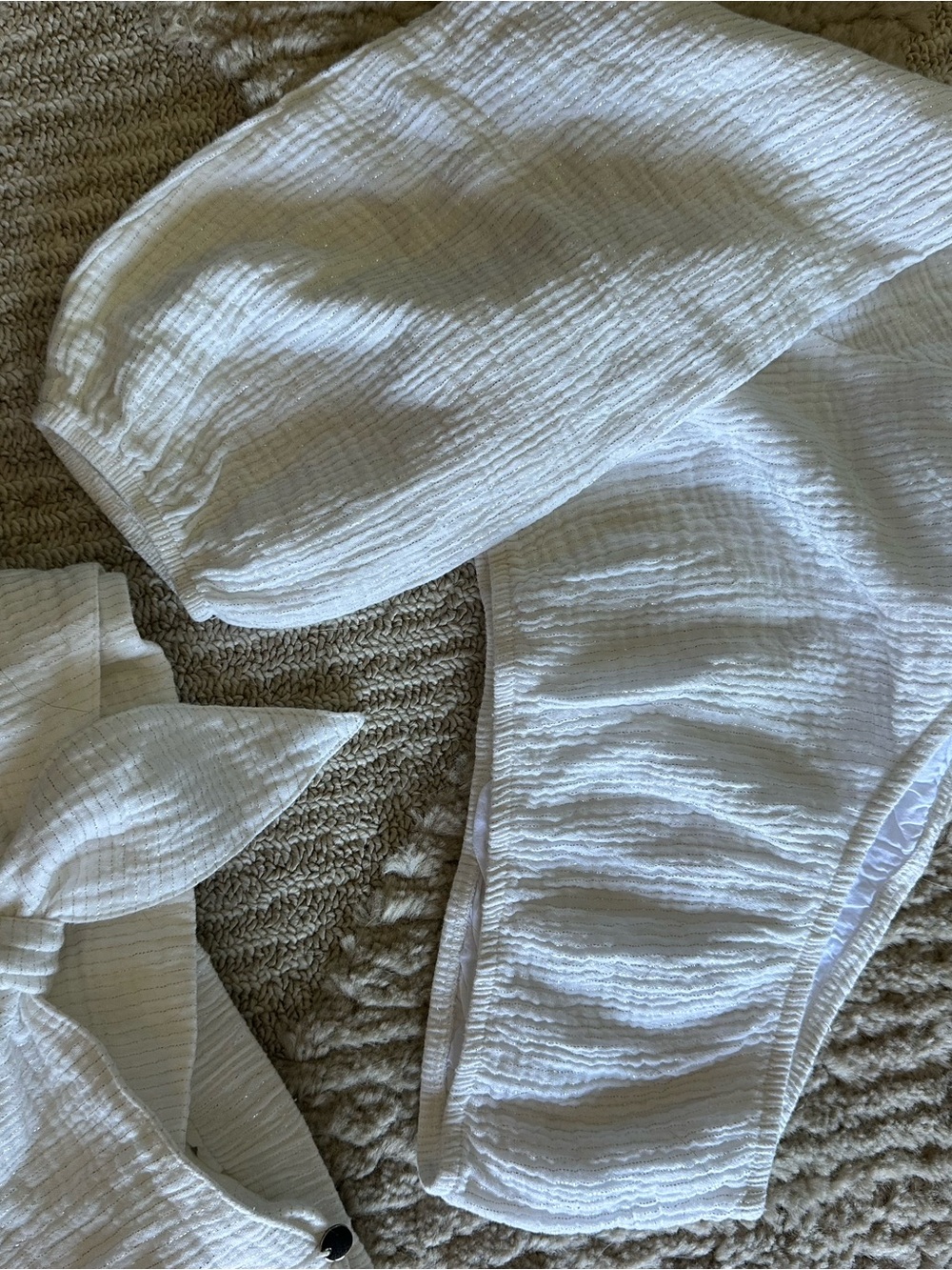 White Textured Two-Piece Set by Kibys